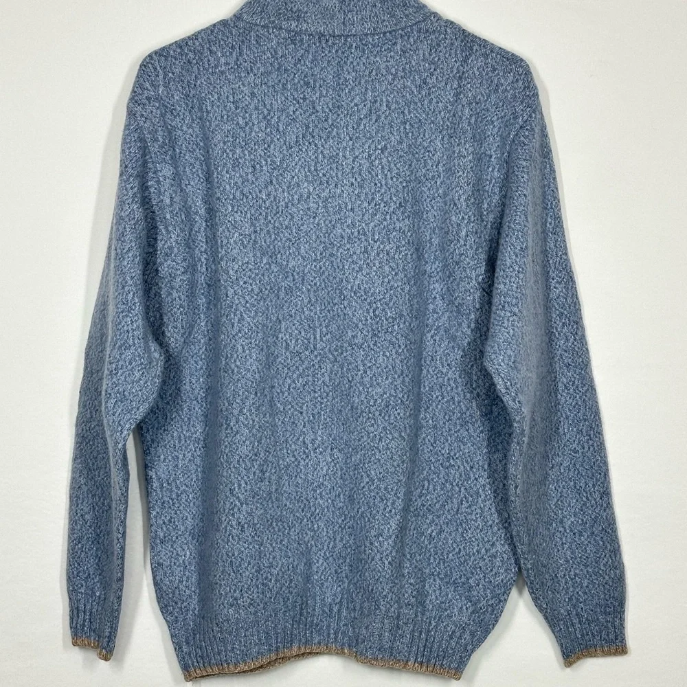 #2636 MASSIMO DUTTI Sweater Mens Size XL (42) Beige Blue Quarter Zip